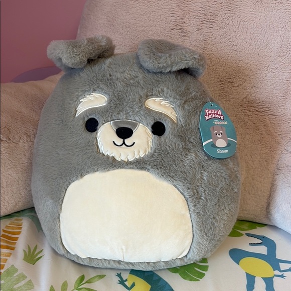 NWT Squishmallows Fuzzamallow Gray Plush Dog Toy 11” Shaun Schnauzer - Picture 1 of 3